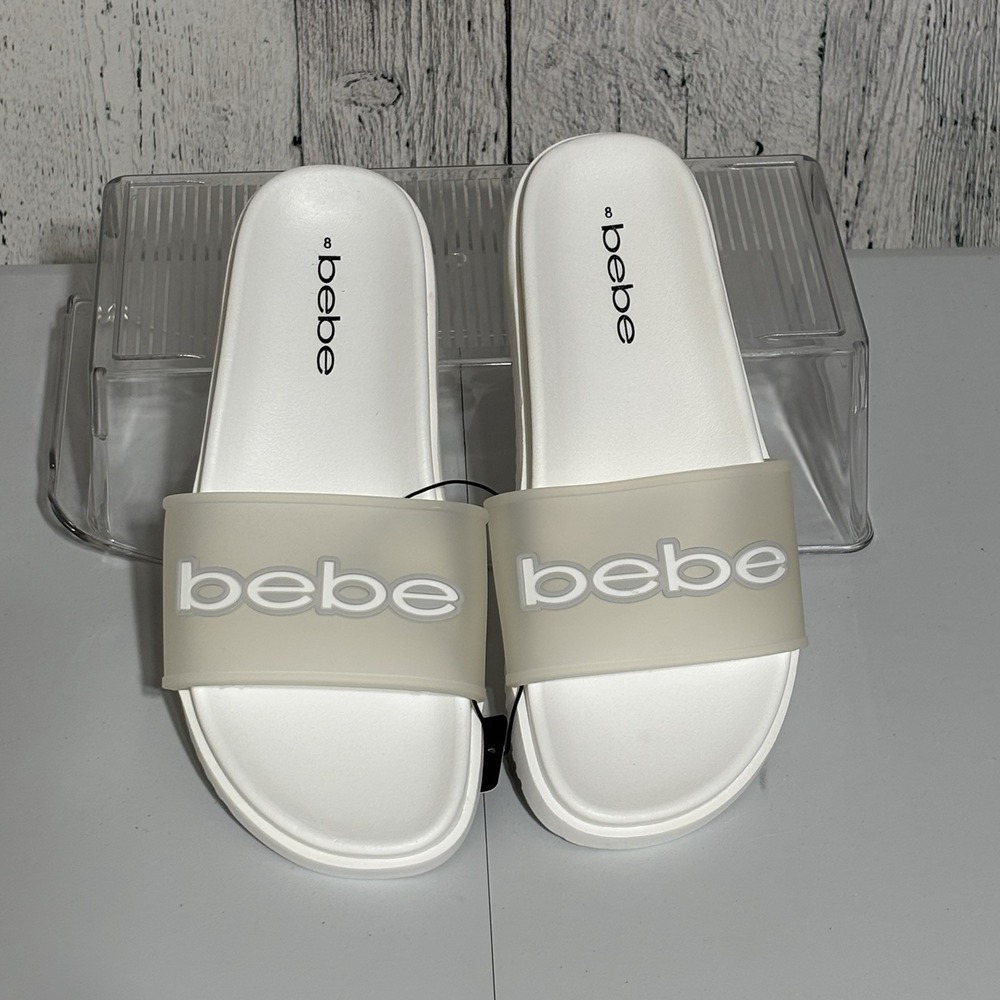Bebé Womens White Sandal Translucent Strap Size 8 NWT Pool , Beach